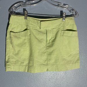 American Eagle Stretch Size 6 A line Mini Skirt w/ Pockets - Green White Striped